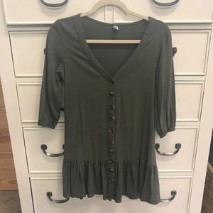 Hunter Green button dress.